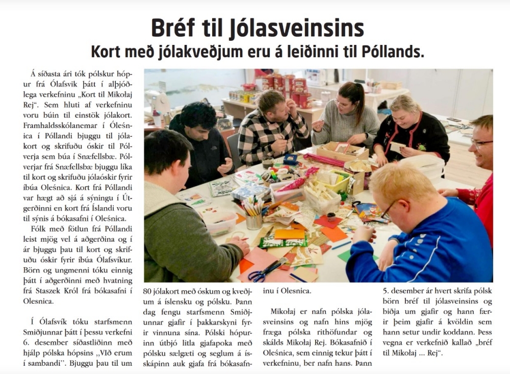 Artykuł o współpracy w najnwoszym numerze gazety Jökull Bæjarblað