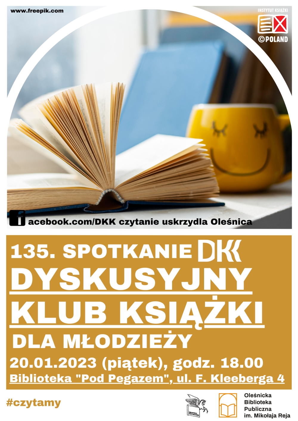 Plakat promujący 135 spotkanie w ramach DKK dla młodzieży