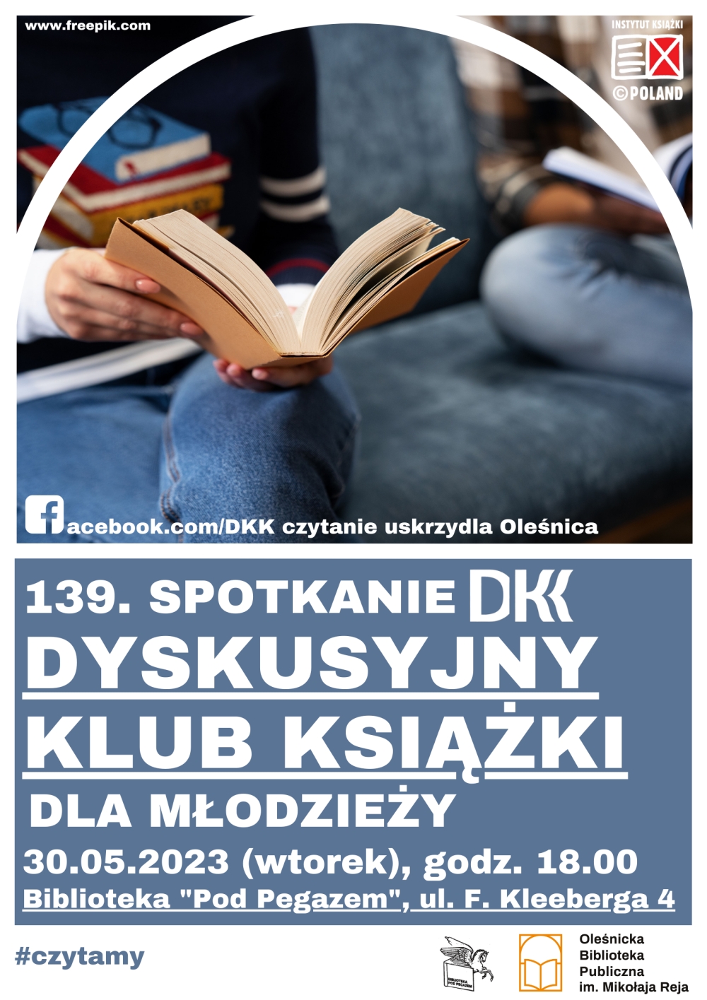 Plakat promujący 139 spotkanie w ramach DKK dla młodzieży Plakat promujący 139 spotkanie w ramach DKK dla młodzieży