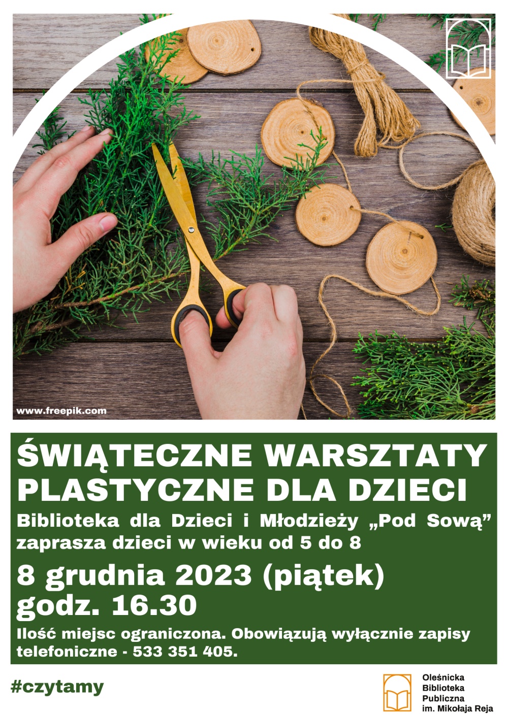 Plakat promujący świąteczne zajęcia plastyczne dla dzieci