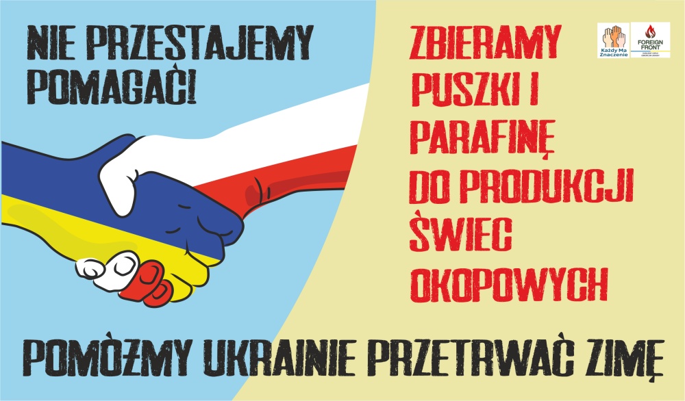 Plakat promujący akcję zbiórki świec i puszek