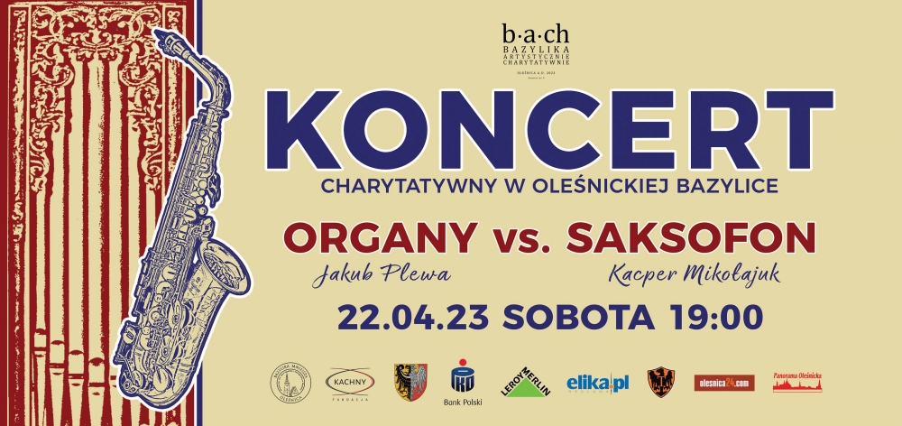 Grafika promująca koncert "Organy vs. Saksofon"