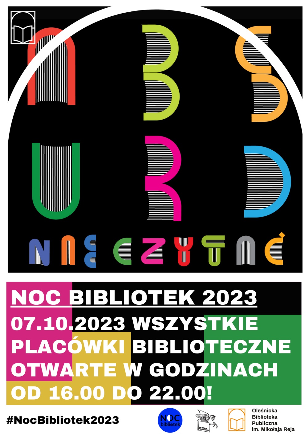 Plakat promujący Noc Bibliotek 2023