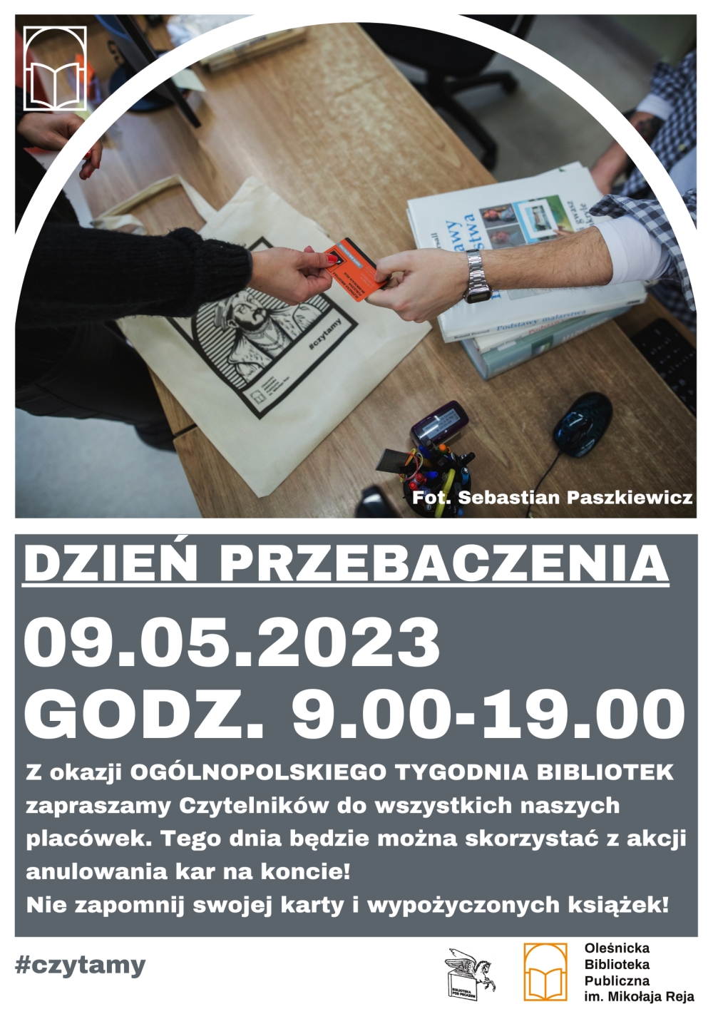Plakat promujący Dzień Przebaczenia w bibliotece!