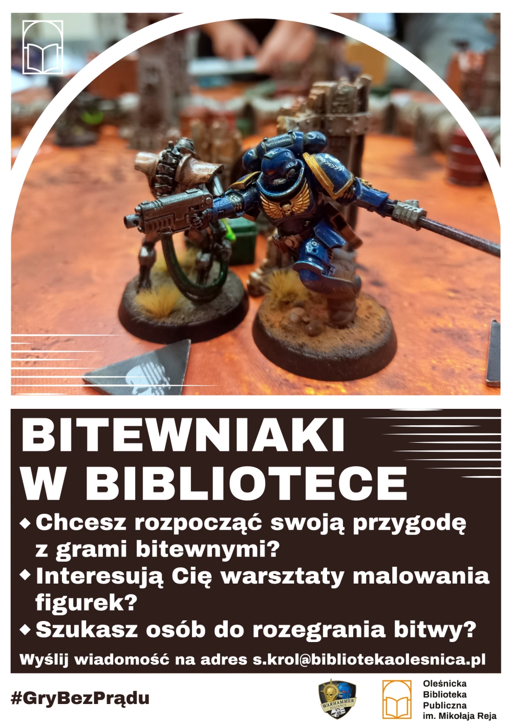 Plakat promujący spotkania dla miłosników gier bitewnych