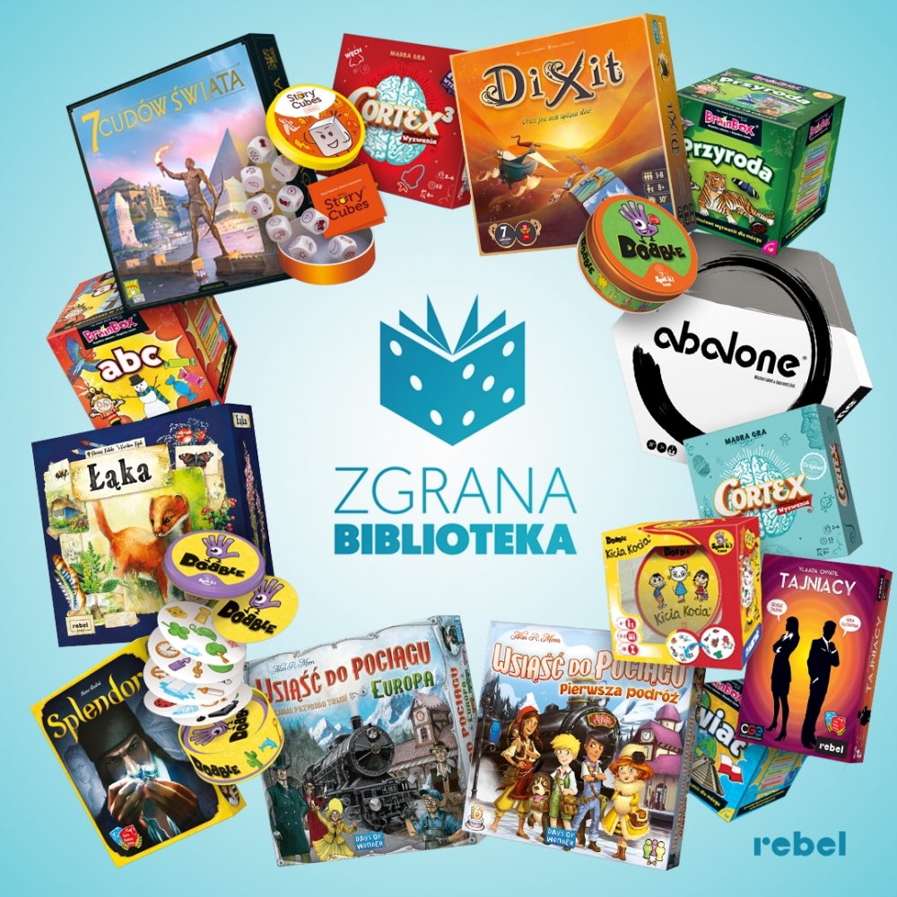 Grafika promocyjna programu "Zgrana biblioteka" firmy Rebel Grafika promocyjna programu "Zgrana biblioteka" firmy Rebel