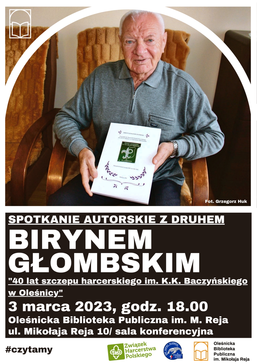 Plakat promujący spotkanie z Birynem Głombskim