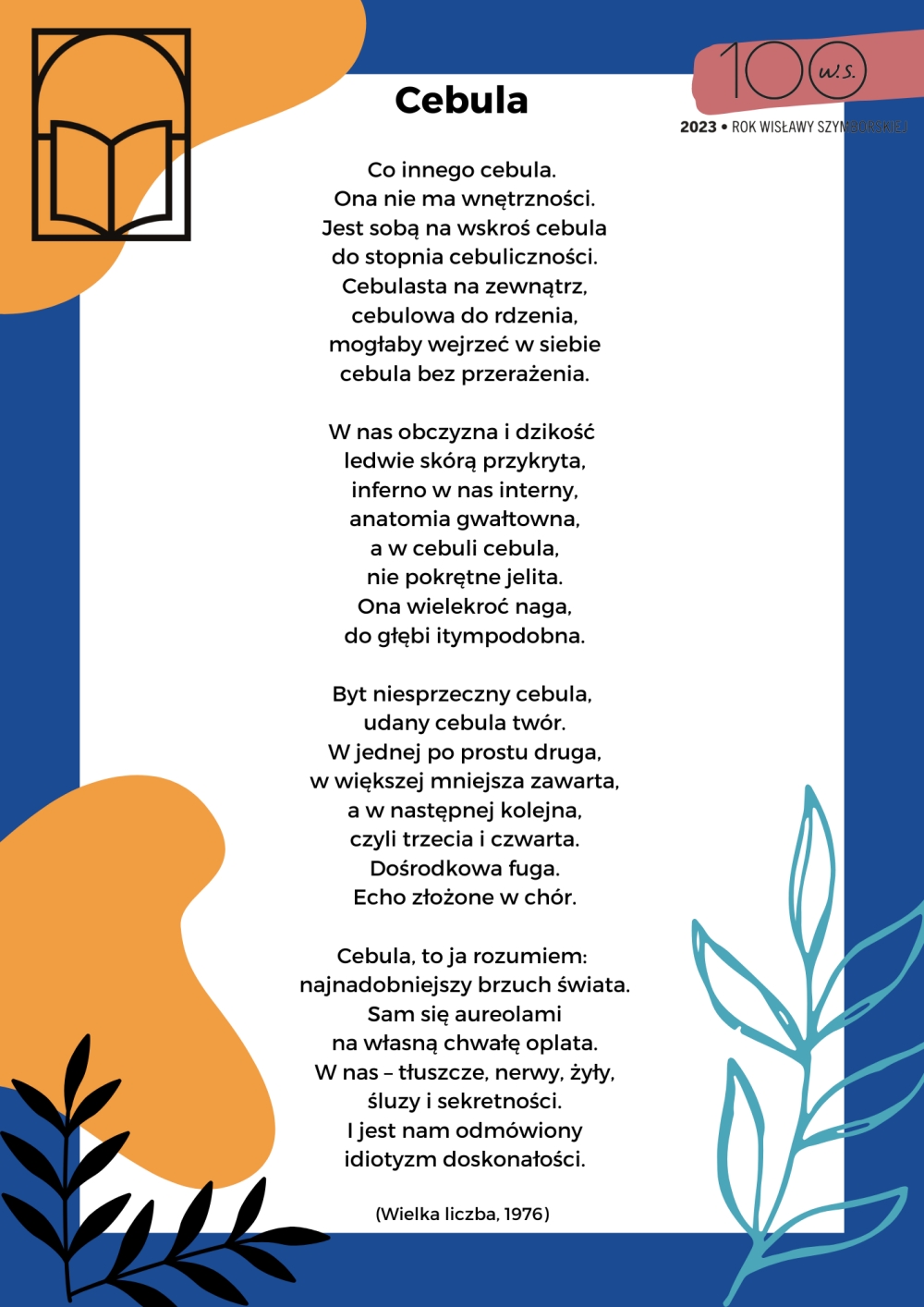 Wiersz Wisławy Szymborskiej pod tytułem "Cebula"