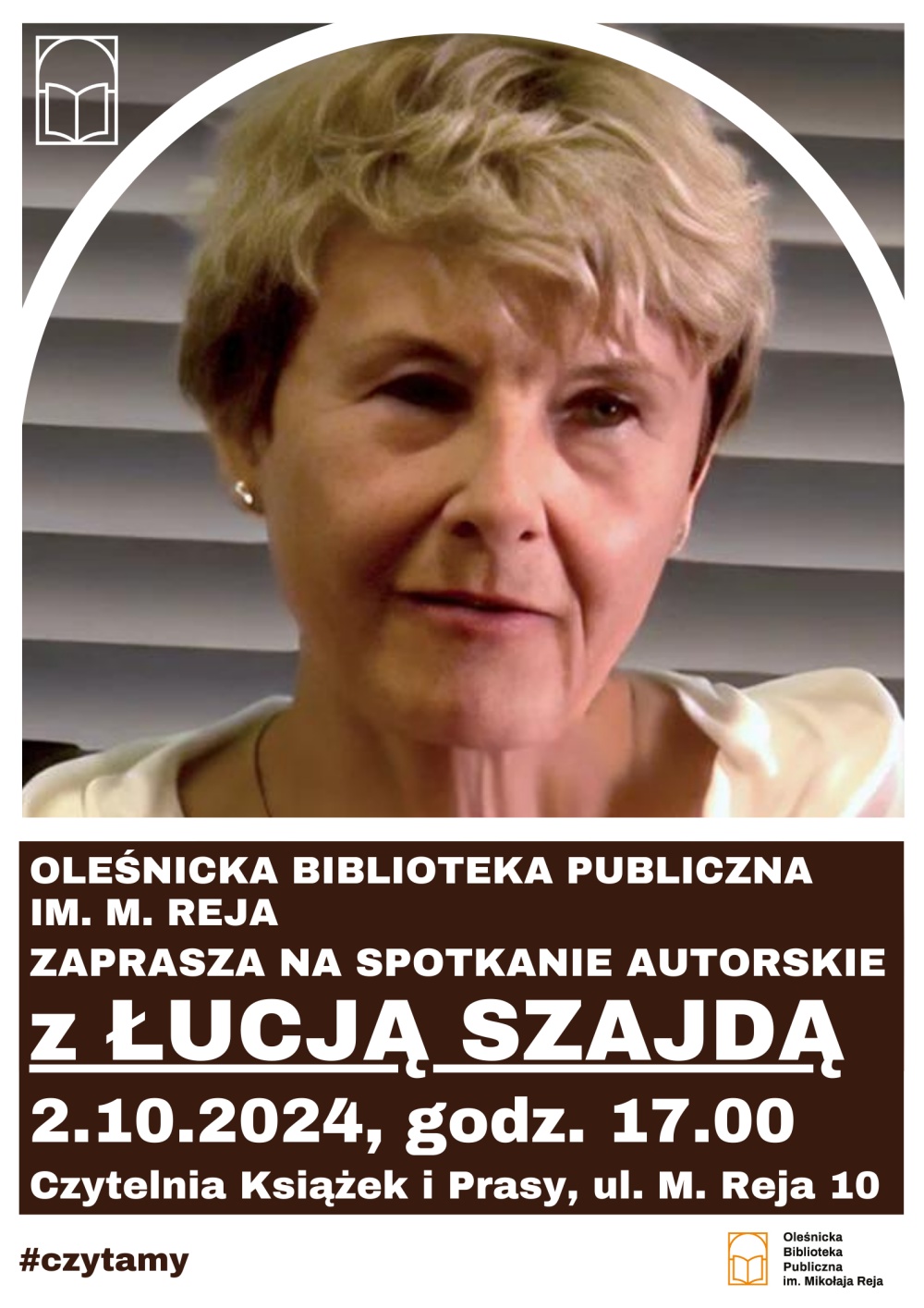 Plakat promujący spotkanie z Łucją Szajdą