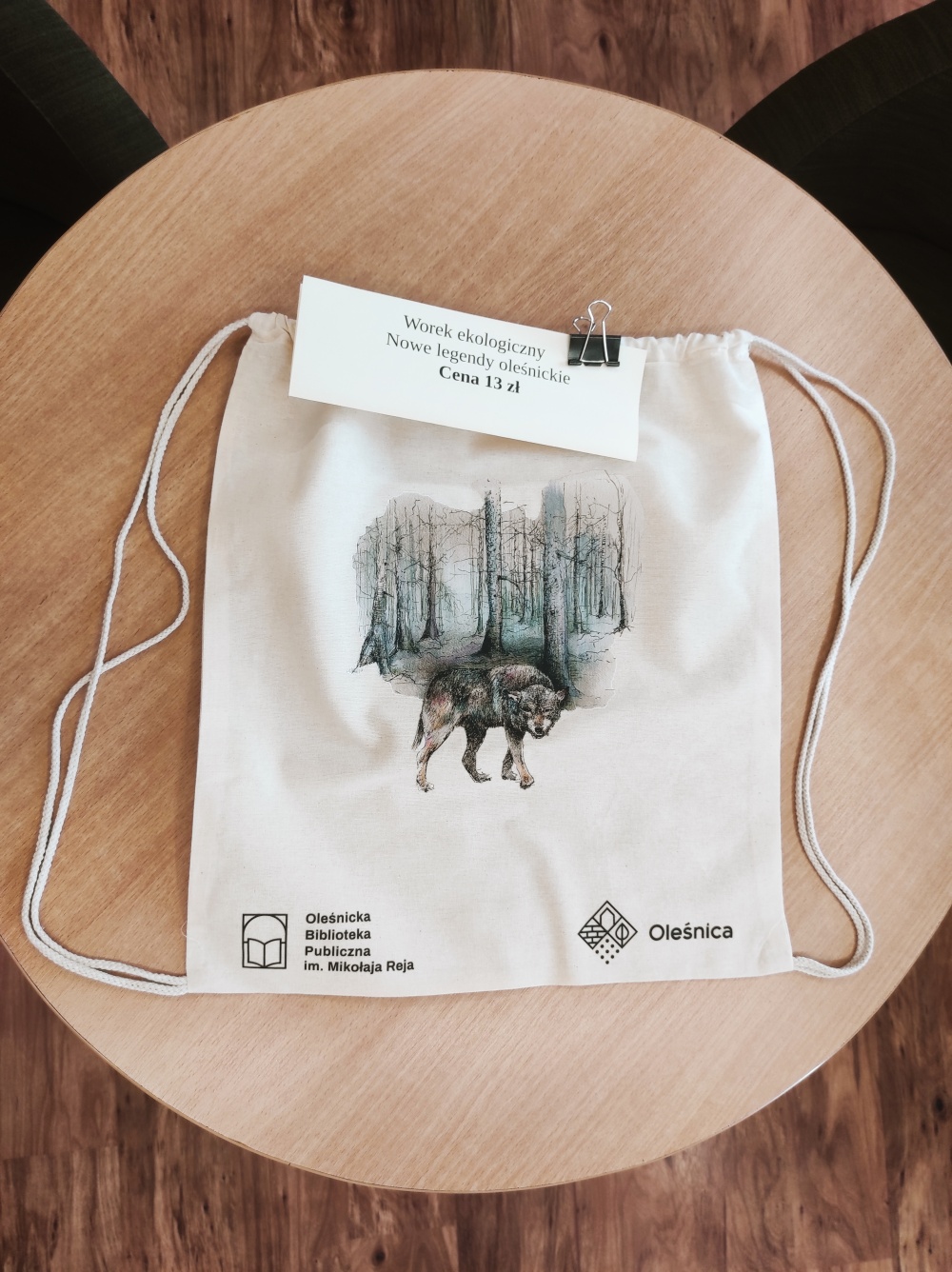 Biblioteczny worek bawełniany z ilustracją z 