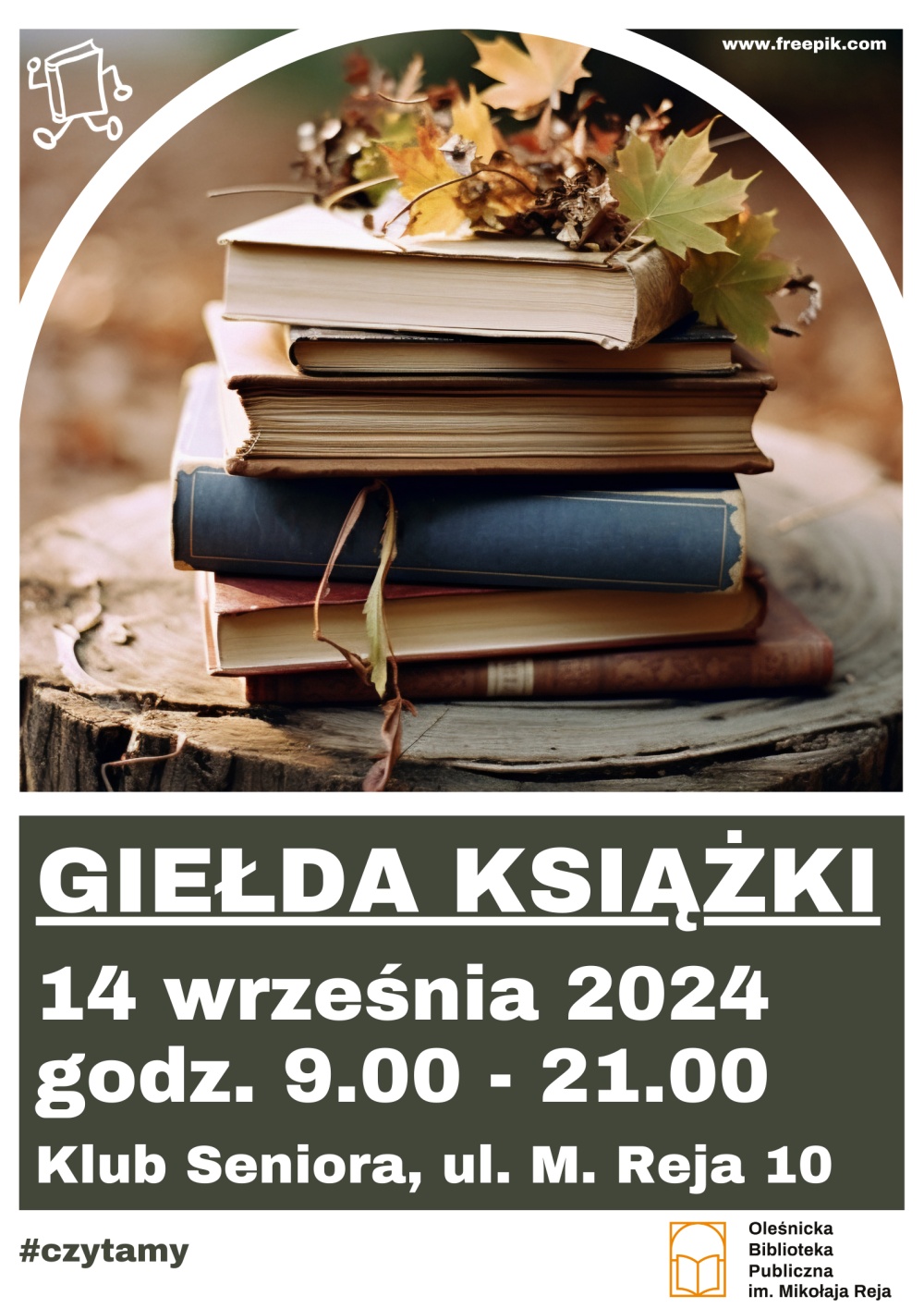 Plakat promujący giełdę książki