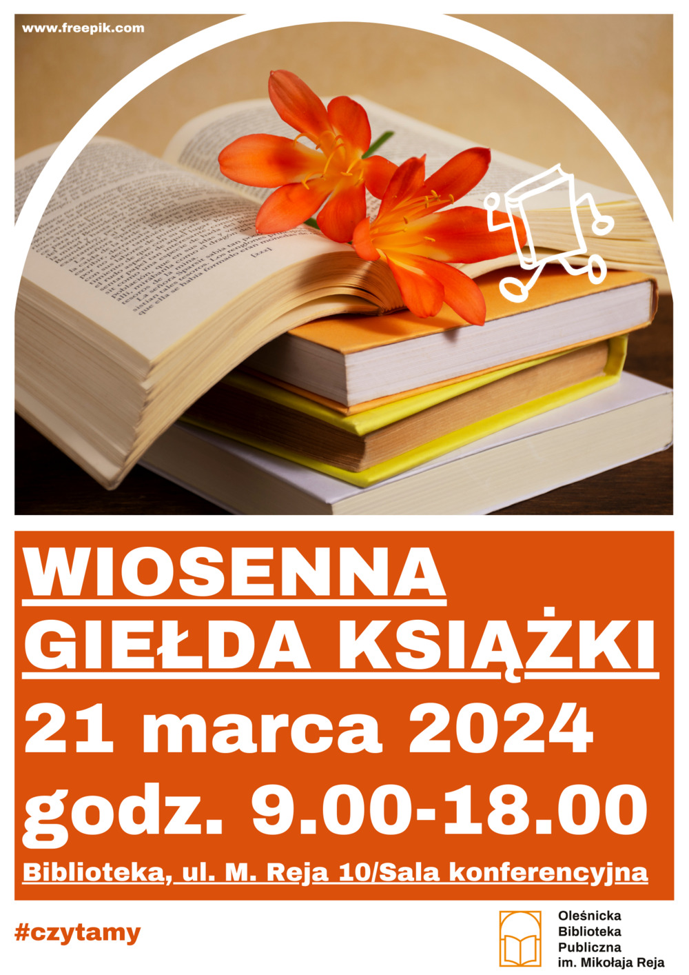 Plakat promujący Wiosenną Giełdę Książki Plakat promujący Wiosenną Giełdę Książki