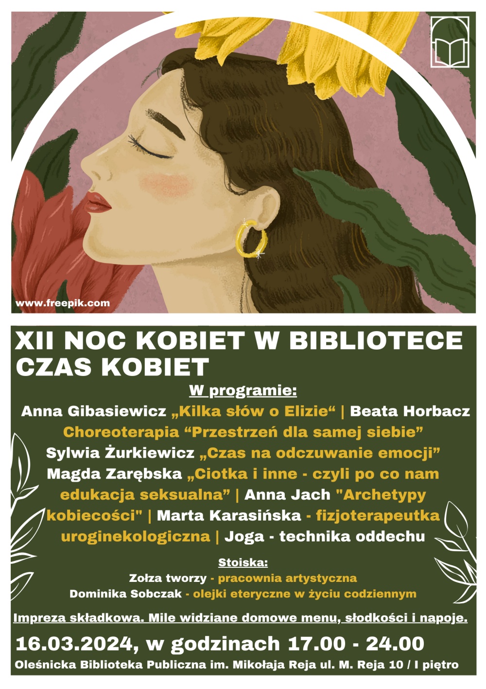 Plakat z programem XII Nocy Kobiet Plakat z programem XII Nocy Kobiet