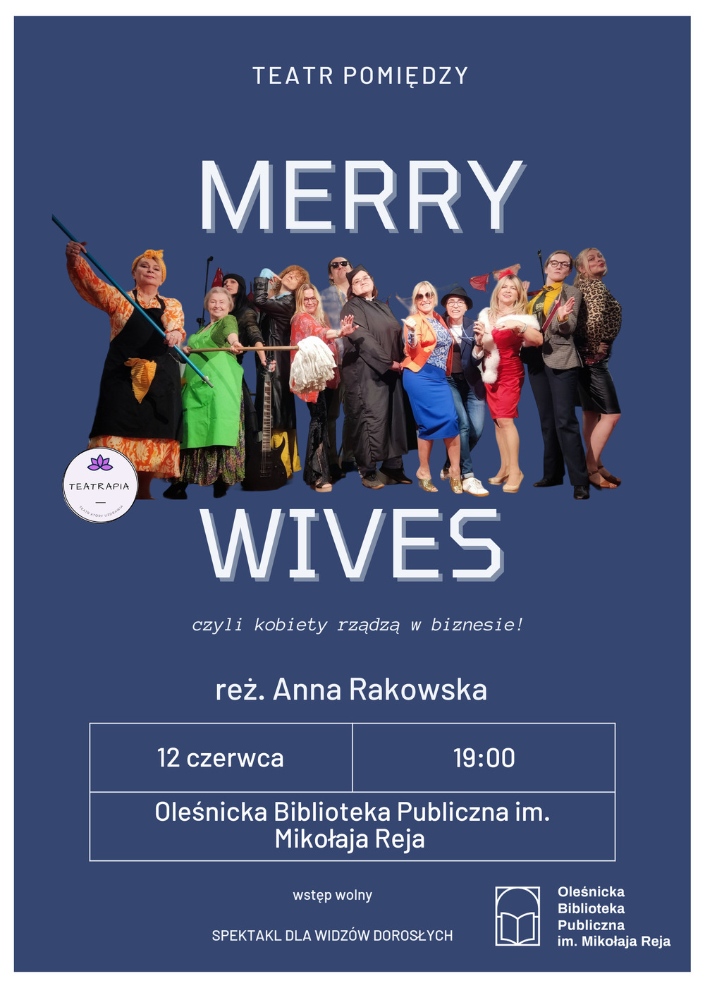 Plakat promujący spektakl "Merry Wives"