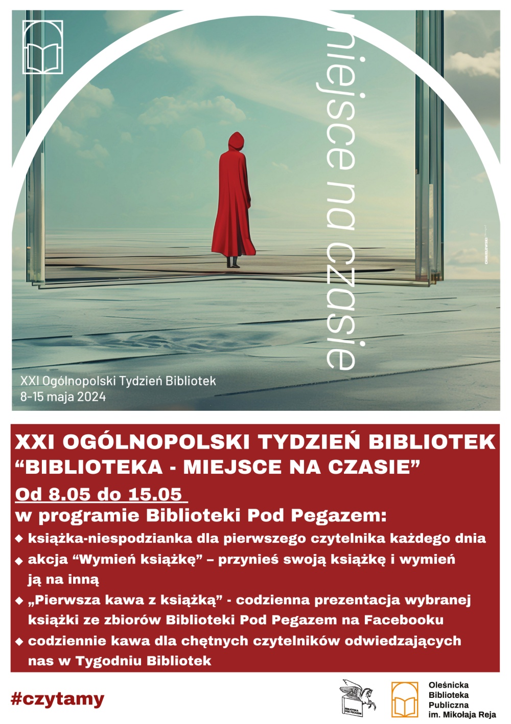 Plakat z okazji Tygodnia Bibliotek w Bibliotece Pod Pegazem