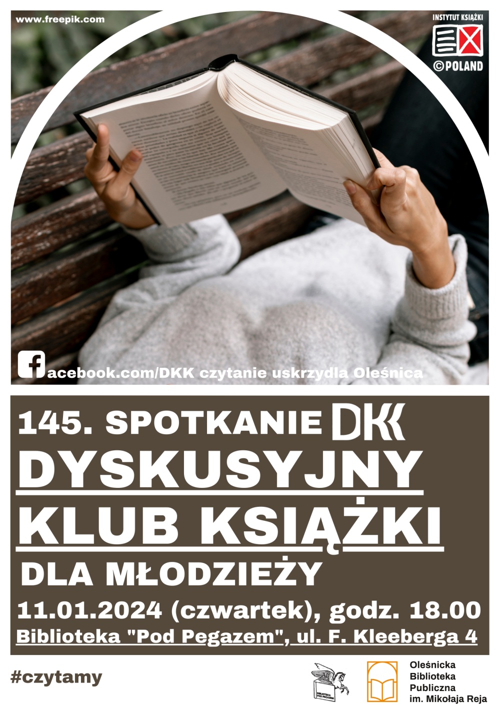 Plakat promujący Dyskusyjny Klub Książki dla Młodzieży