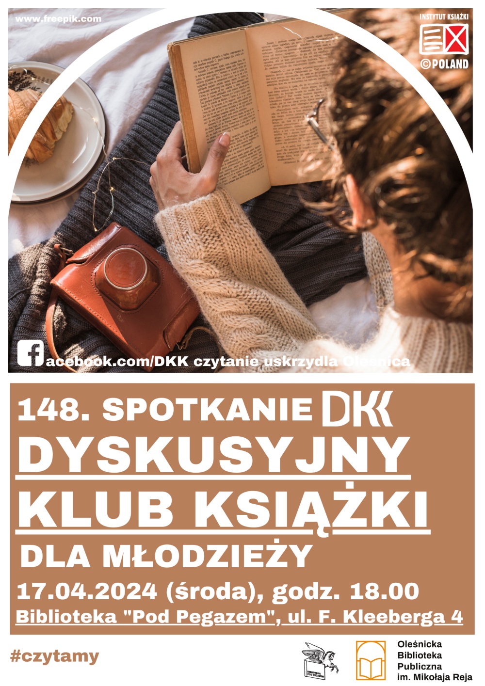 Plakat promujący 148. spotkanie w ramach DKK dla Młodzieży