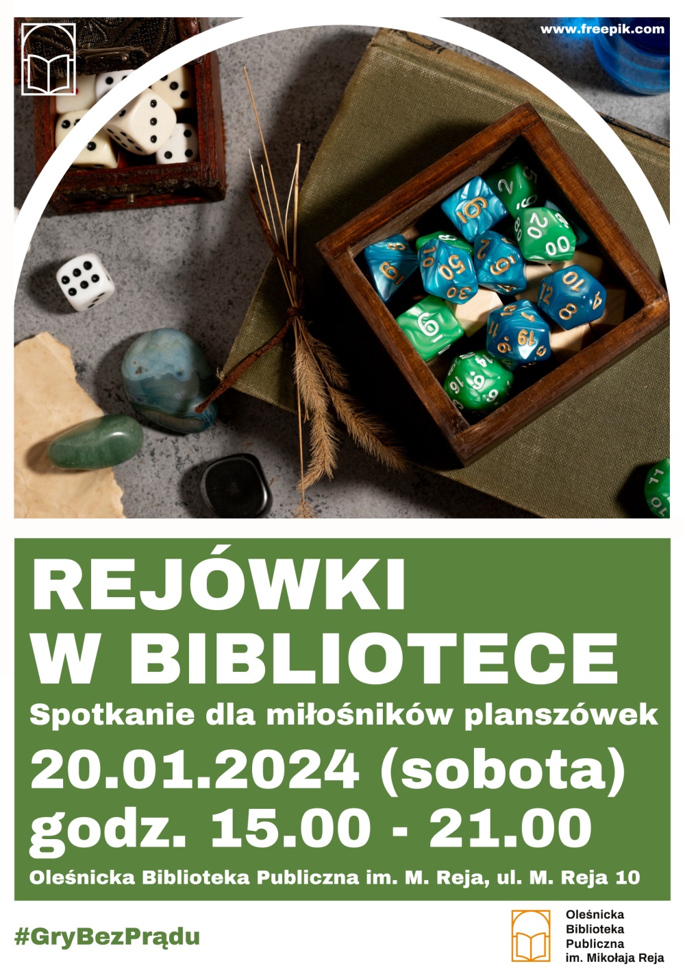 Plakat promujący spotkanie dla miłośników gier planszowych