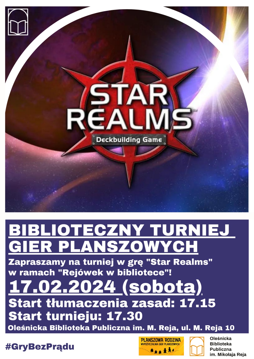 Plakat promujący turniej w Star Realms w ramach 