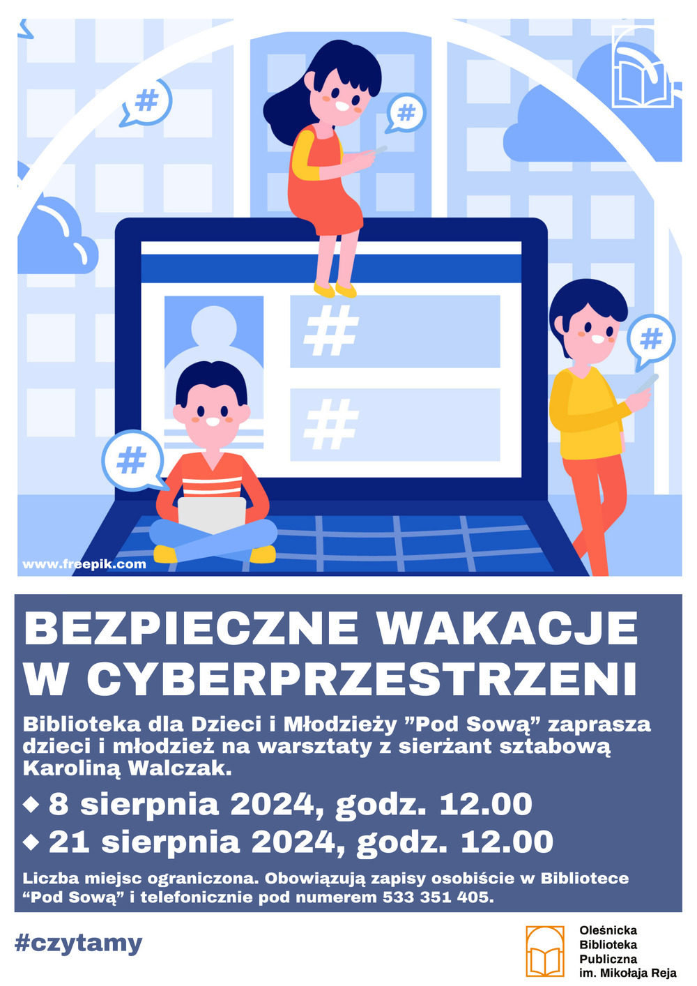 Plakat promujący warsztaty z cyberbepieczeństwa