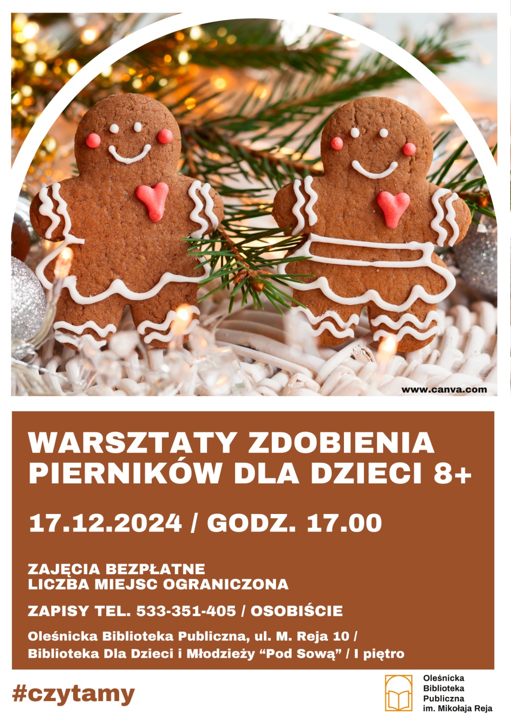 Plakat promujący zajęcia dla dzieci ze zdobienia pierniczków