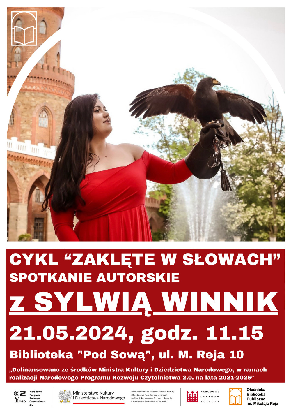Plakat promujący spotkanie z Sylwią Winnik