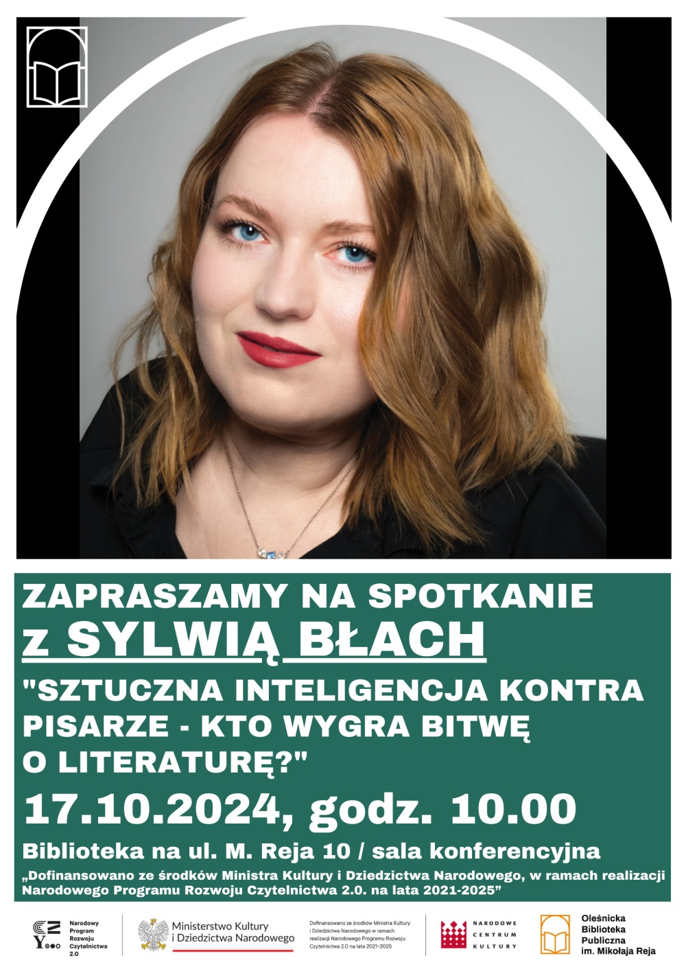 Plakat promujący spotkanie z Sylwią Błach