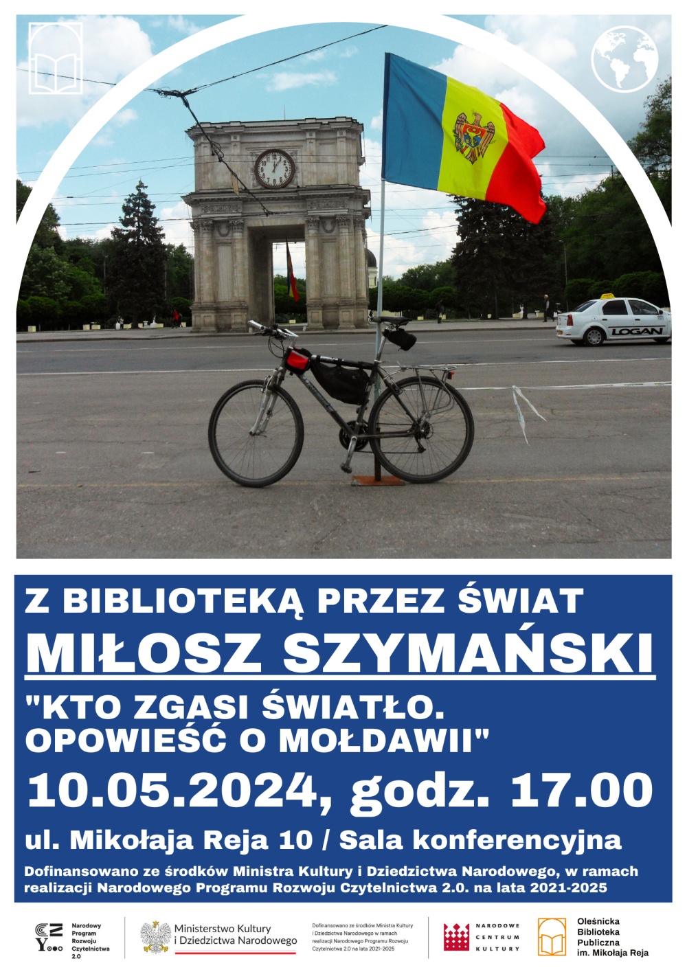 Plakat promujący spotkanie z Miłoszem Szymańskim