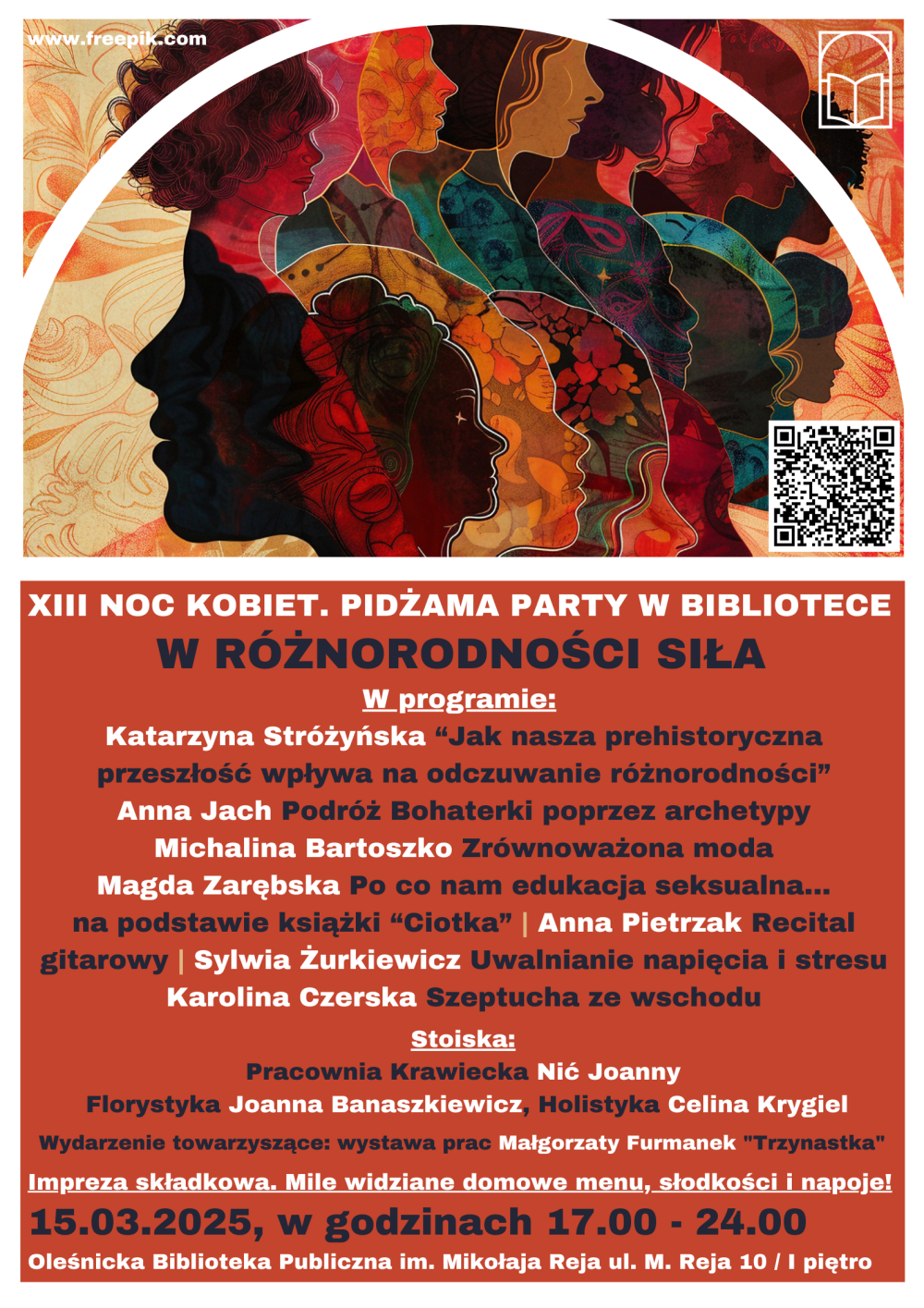 Plakat z programem Nocy Kobiet 2025