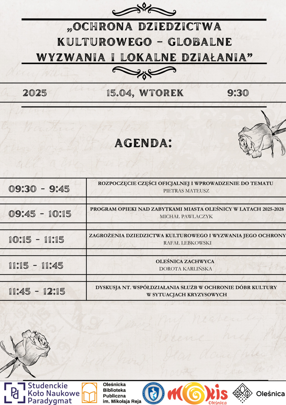 Program wydarzenia "Ochrona Dziedzictwa Kulturowego – Globalne Wyzwania i Lokalne Działania"