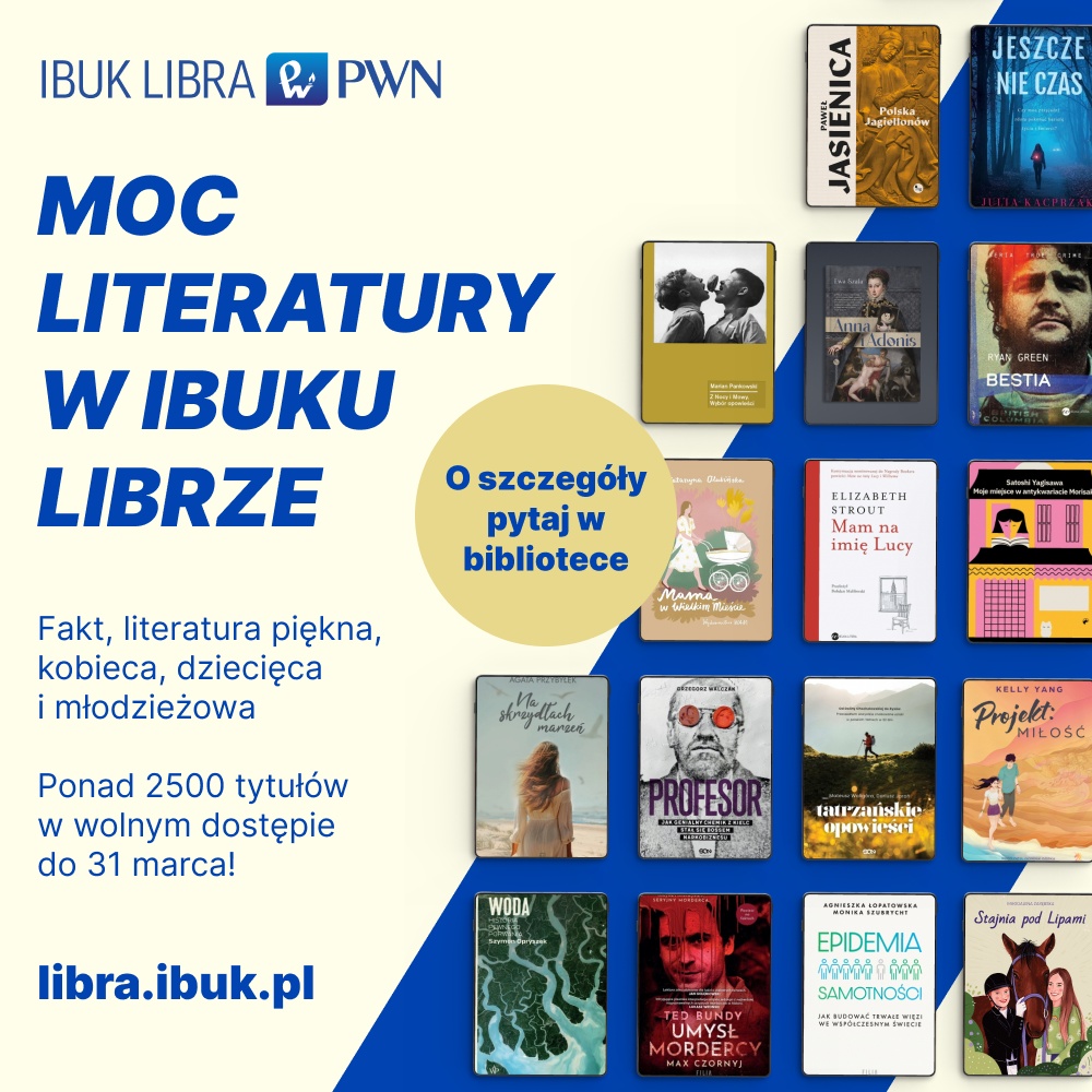 Plakat promujący dodatkowe tytuły w IBUK Librze Plakat promujący dodatkowe tytuły w IBUK Librze