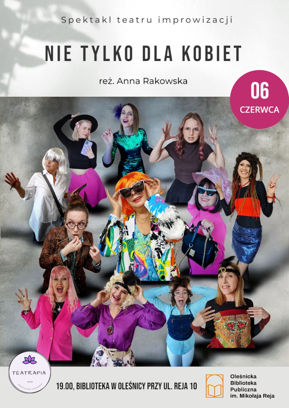 Plakat promujący spektakl w wykonaniu Teatru Pomiędzy "Nie tylko dla kobiet"
