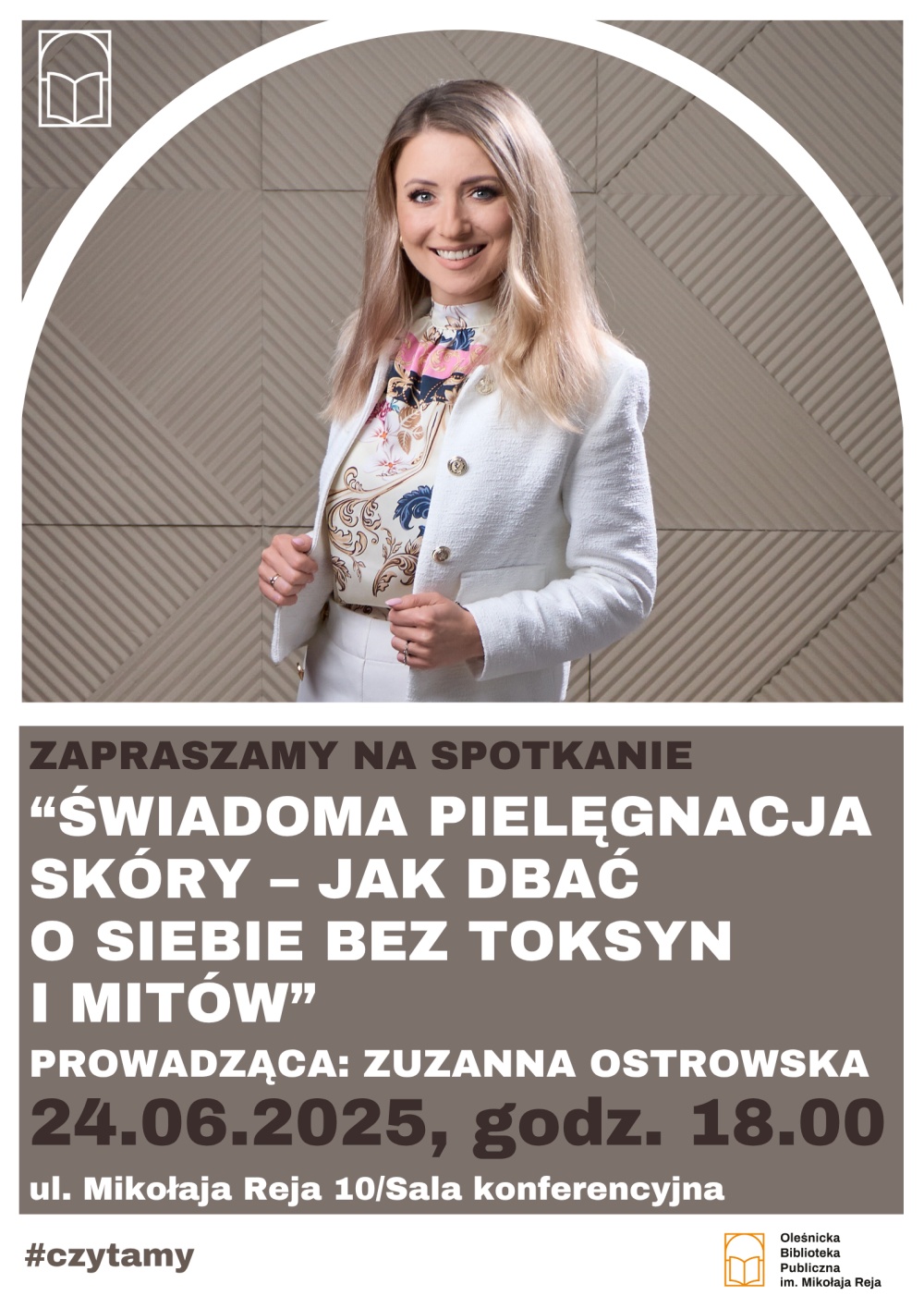 Plakat promujący wykład o świadomej pielęgnacji