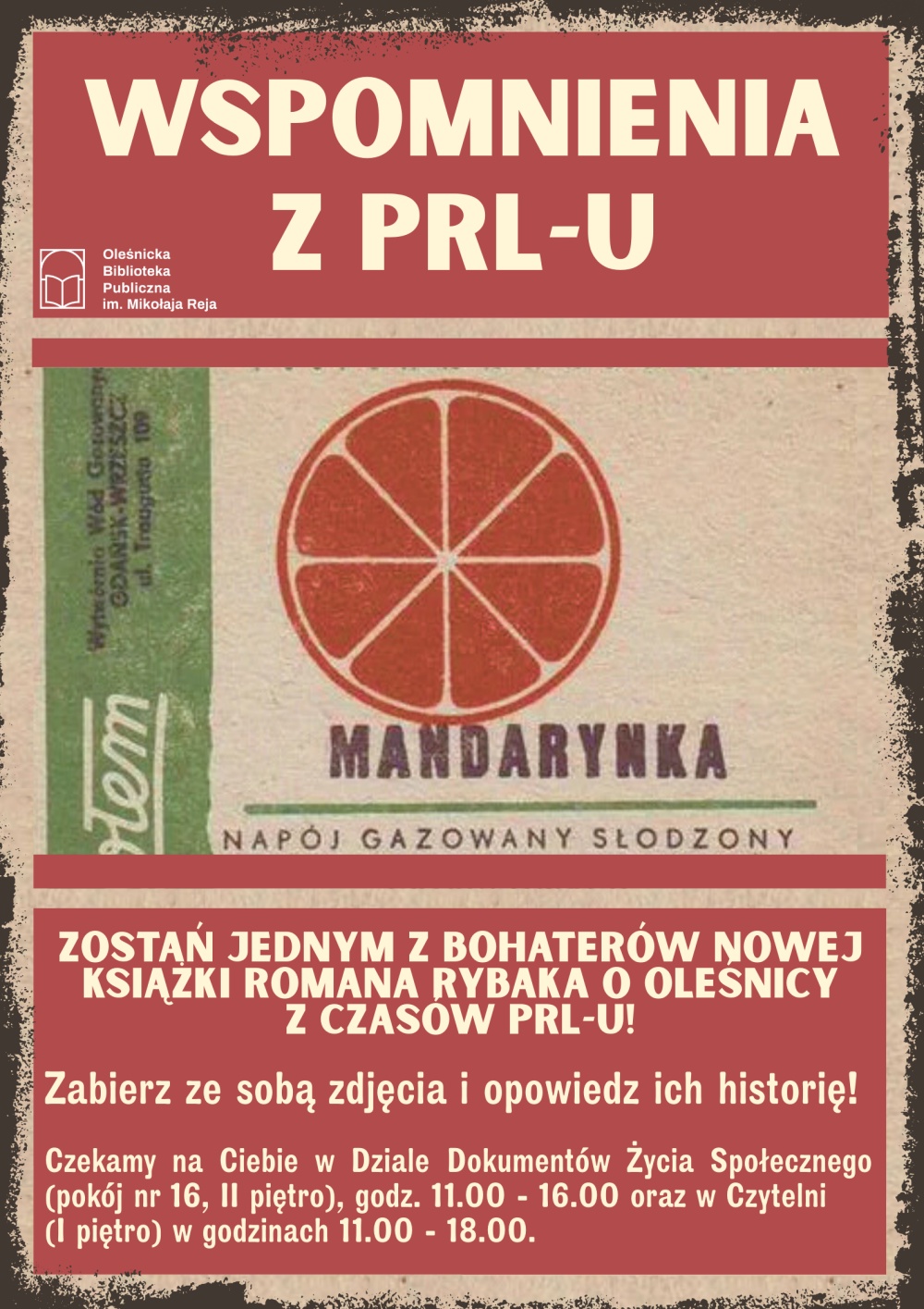 Plakat z ogłoszeniem o naborze zdjęć Oleśnicy z PRL-u