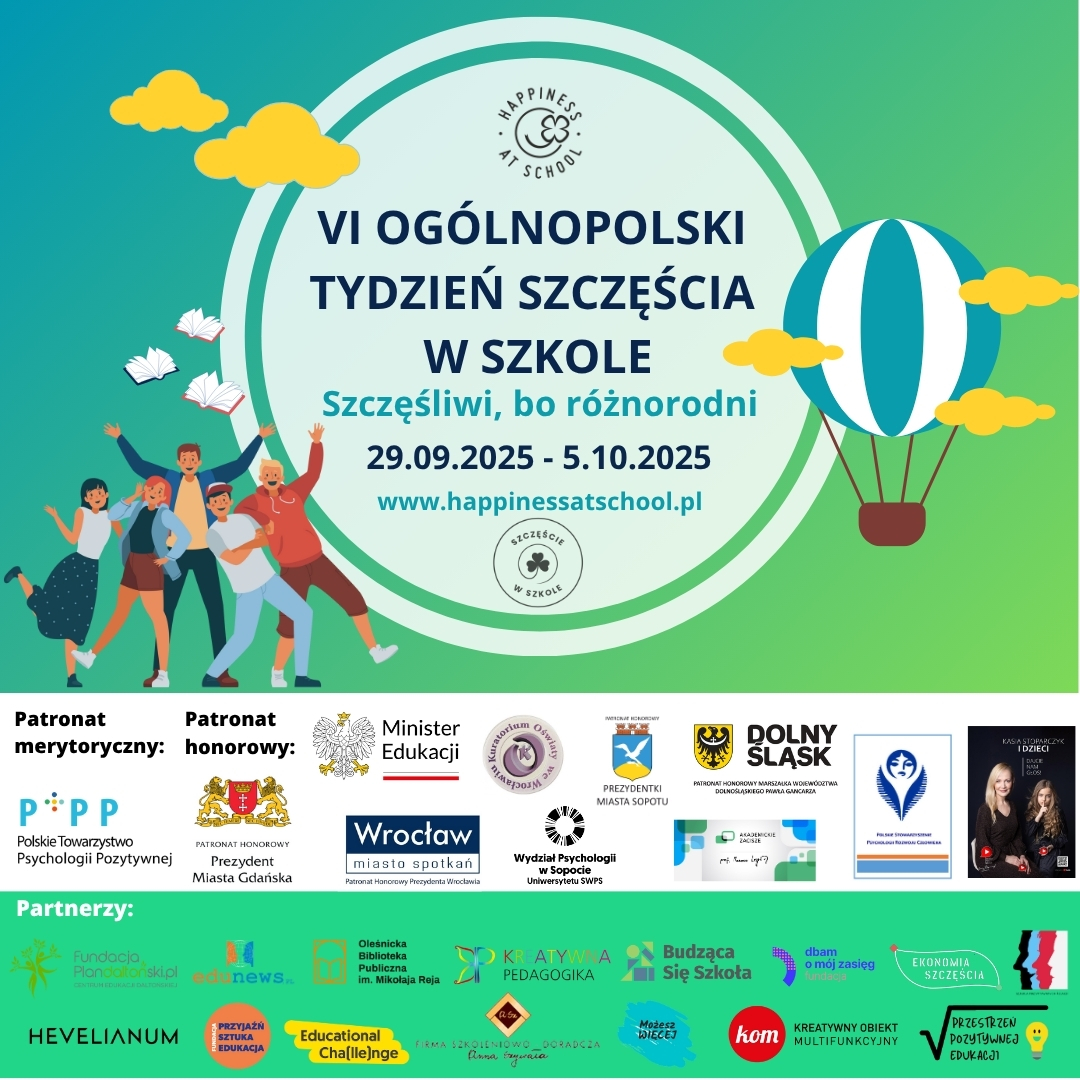Oficjalny plakat promujący Tydzień Szczęścia w Szkole 2025 Oficjalny plakat promujący Tydzień Szczęścia w Szkole 2025