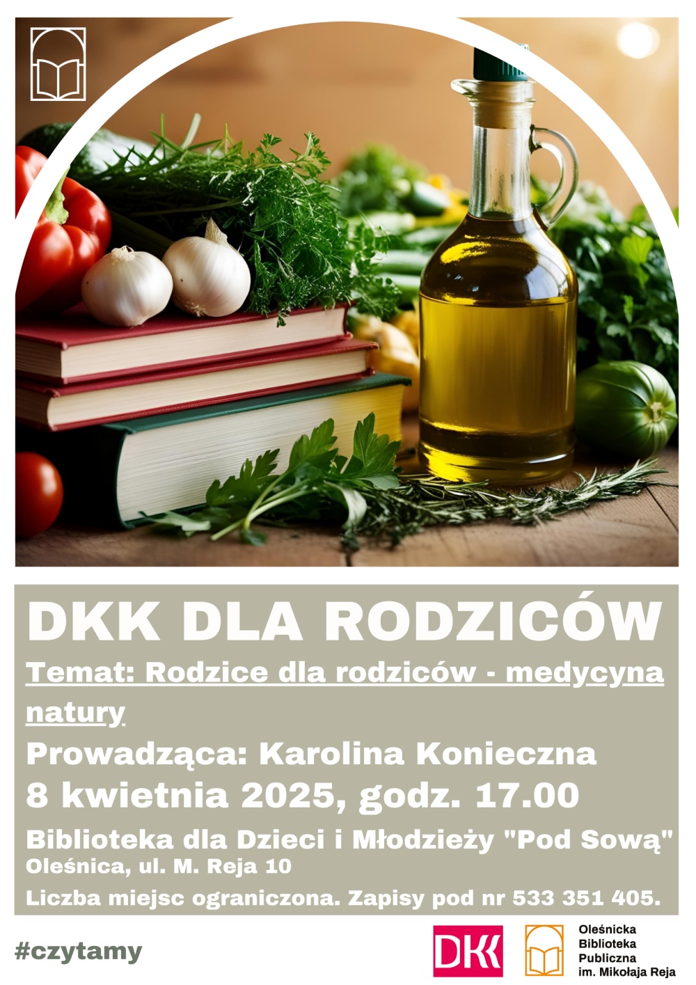 Plakat promujący spotkanie w ramach DKK dla Rodziców w kwietniu