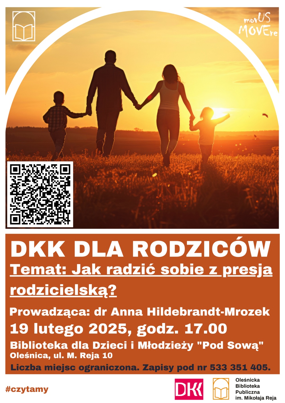 Plakat promujący spotkanie w ramach DKK dla Rodziców Plakat promujący spotkanie w ramach DKK dla Rodziców