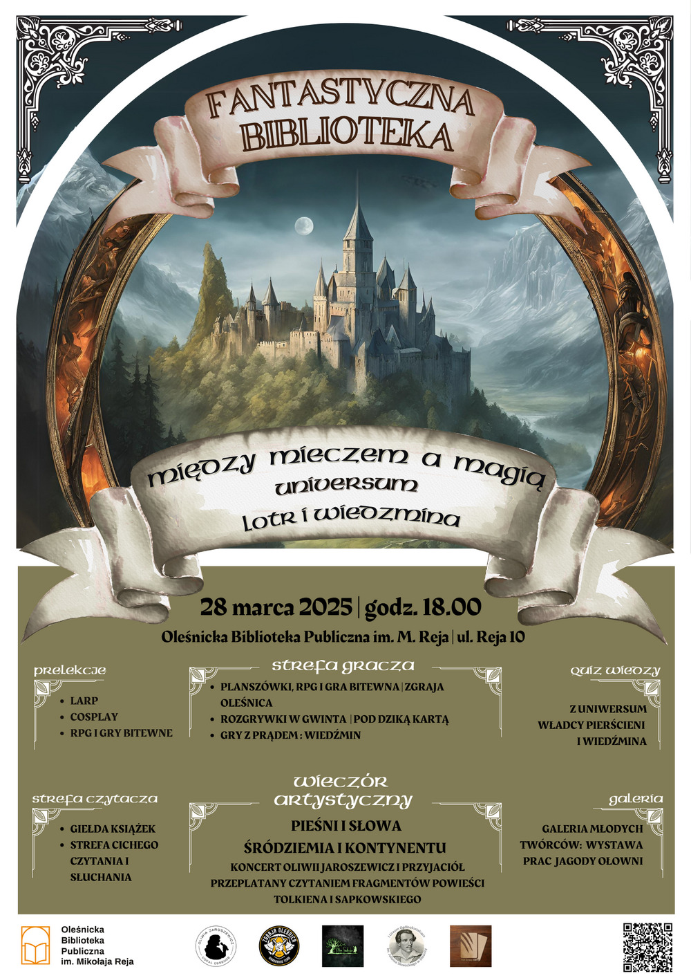 Plakat promujący wieczór fantastyki w bibliotece Plakat promujący wieczór fantastyki w bibliotece
