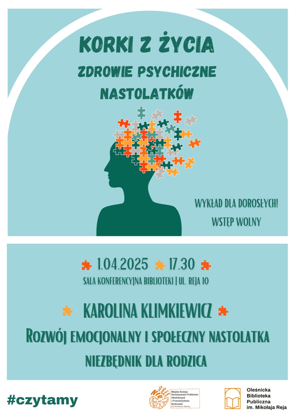 Plakat promujący wykład o rozwoju nastolatków