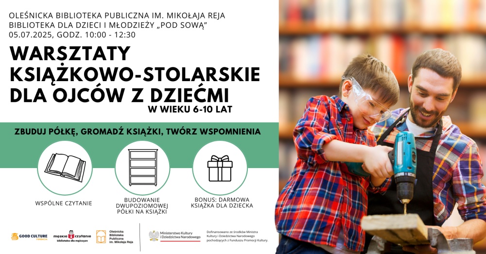 Plakat promujący zajęcia stolarskie