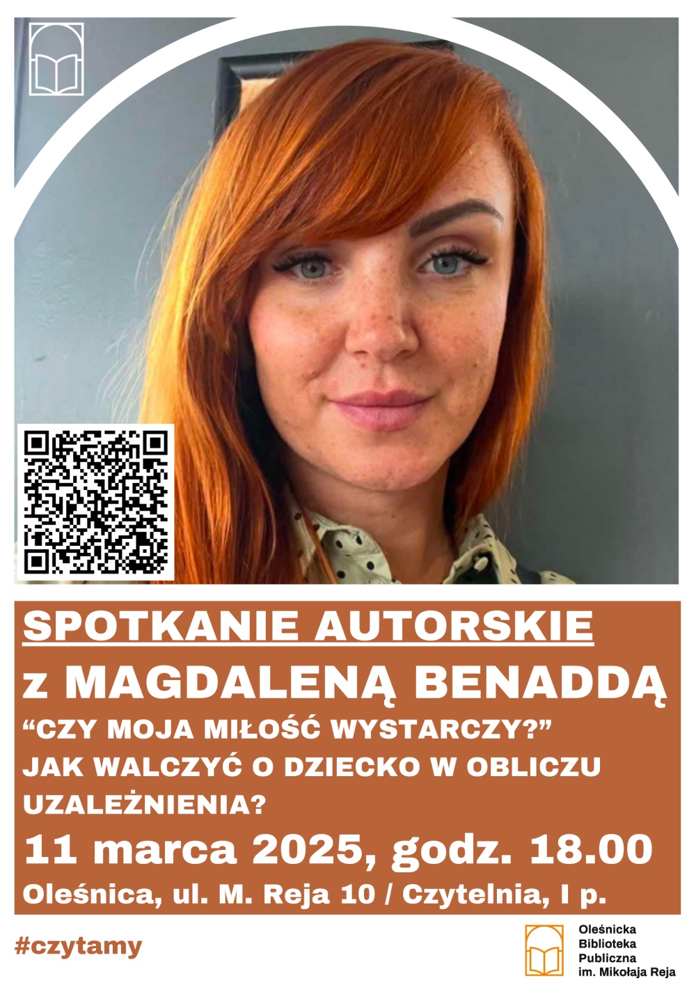 Plakat promujący spotkanie Magdaleną Benaddą Plakat promujący spotkanie Magdaleną Benaddą