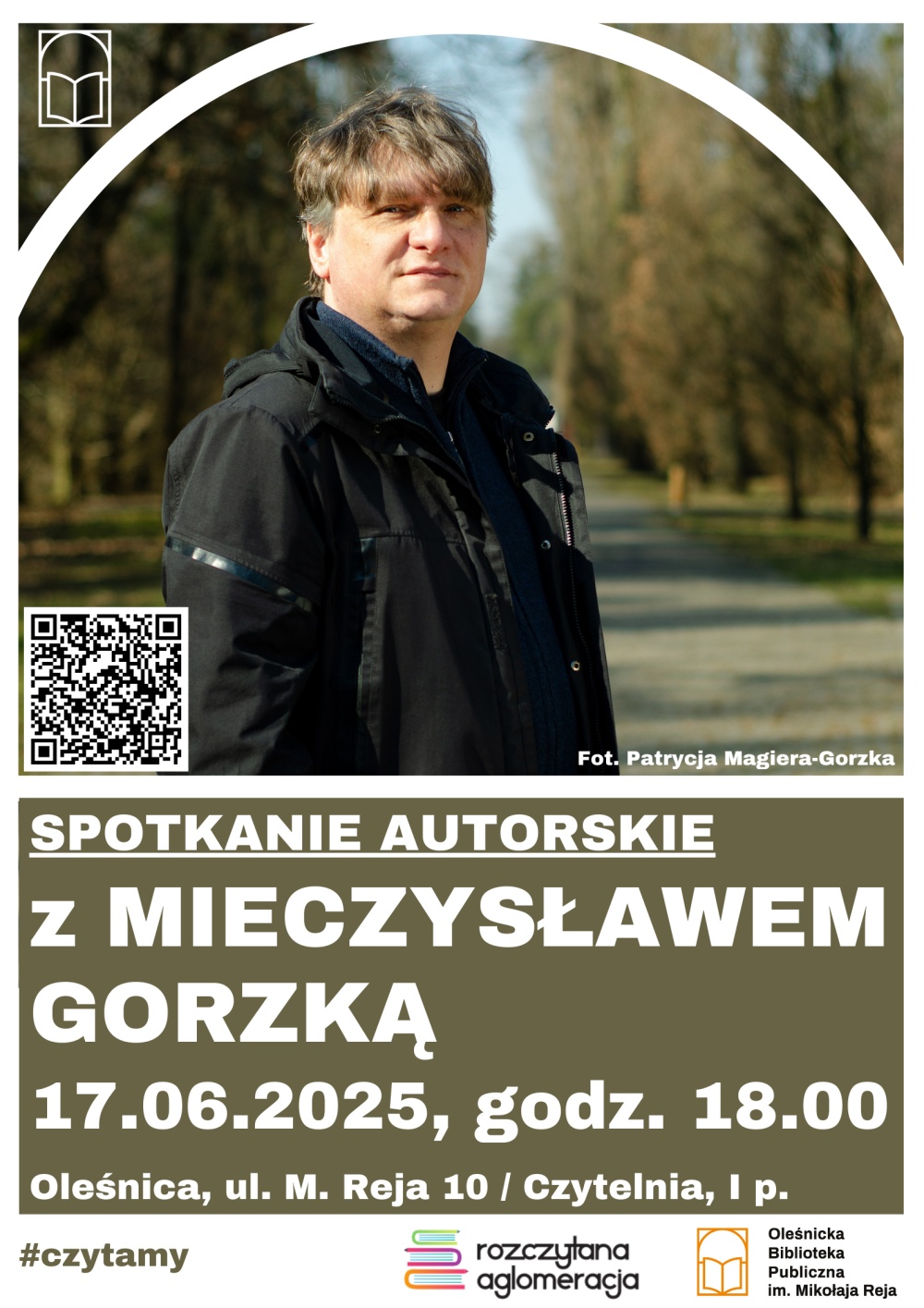 Plakat promujący spotkanie z Mieczysławem Gorzką