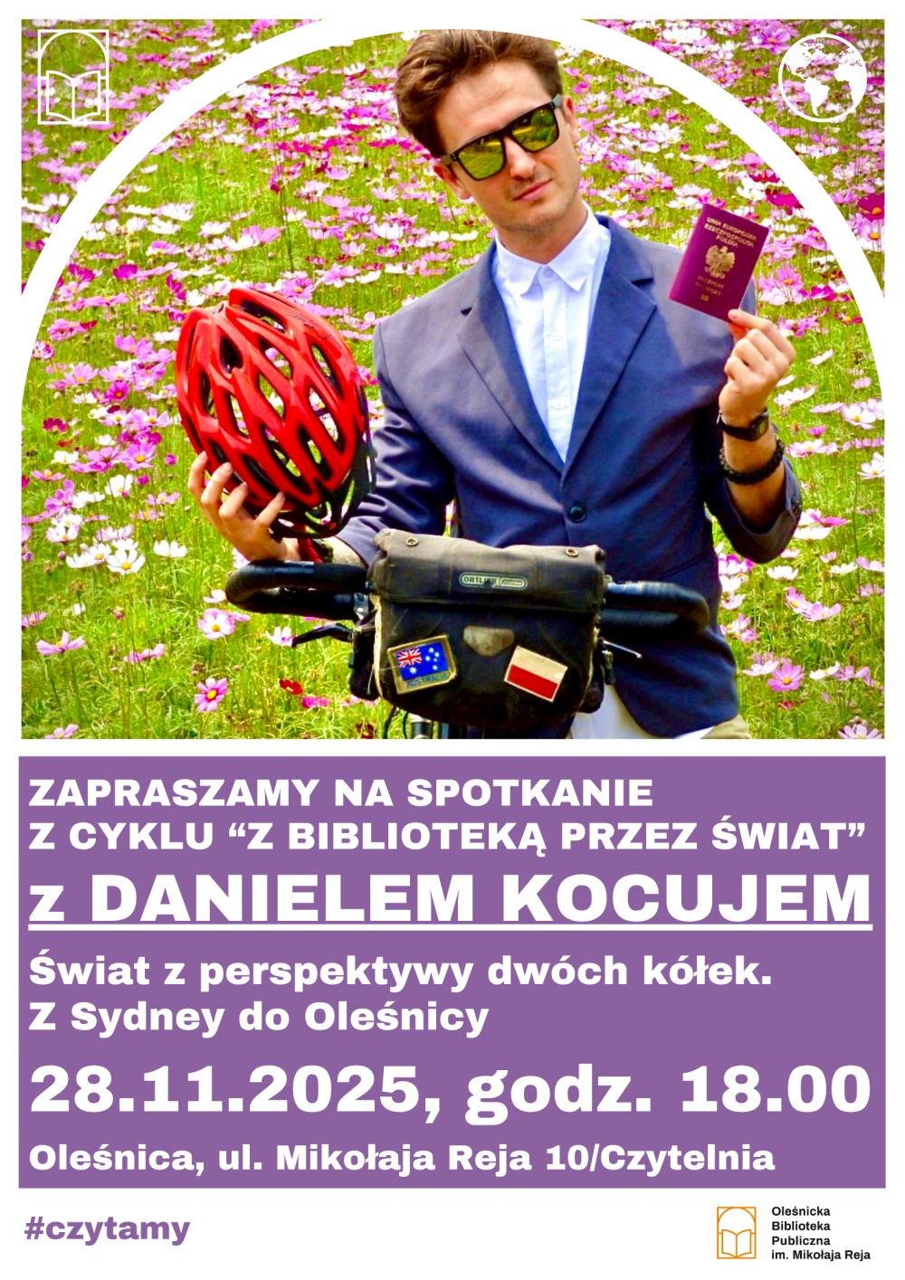 Plakat promujący spotkanie z Danielem Kocujem Plakat promujący spotkanie z Danielem Kocujem