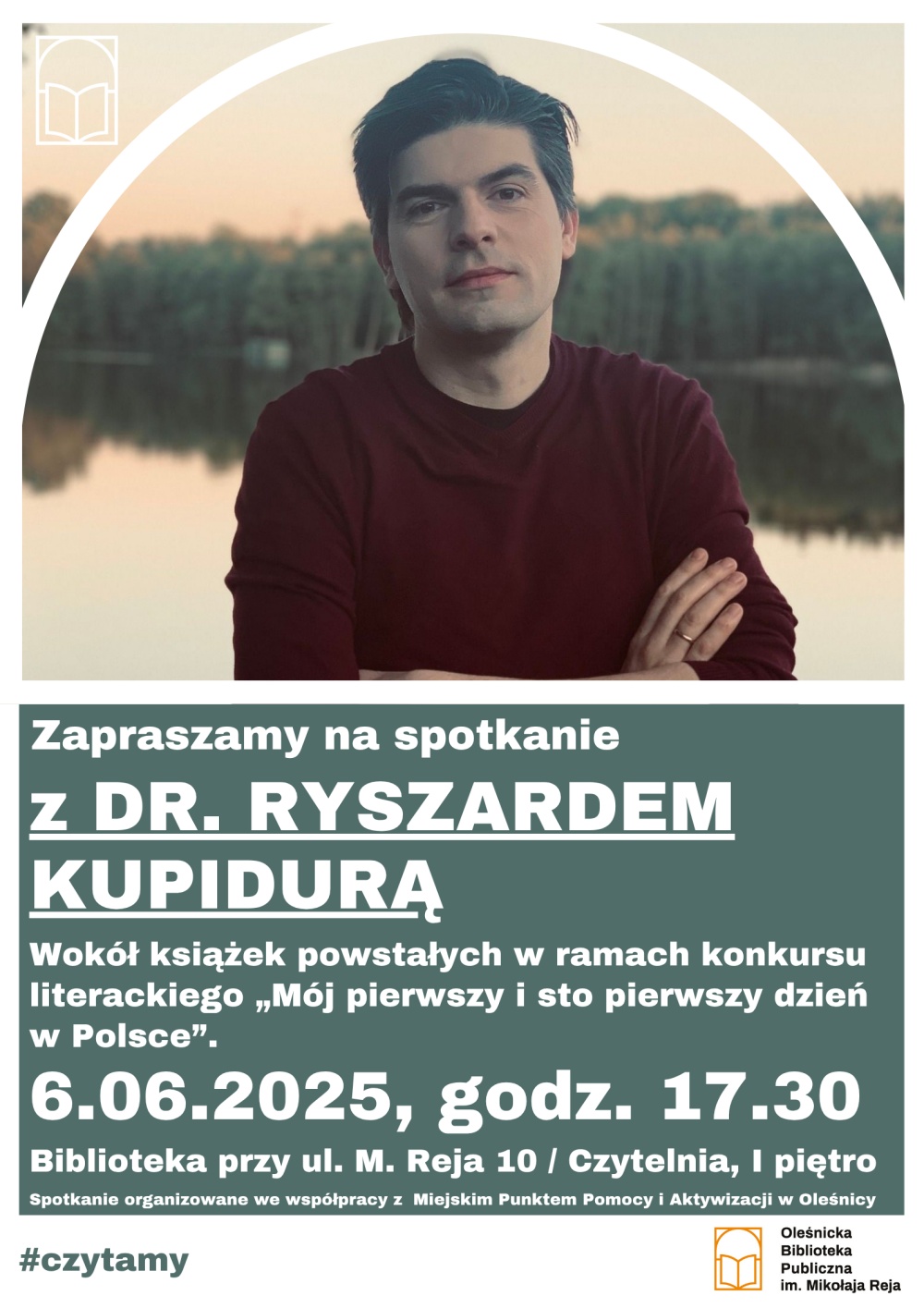 Plakat promujący spotkanie z Ryszardem Kupidurą