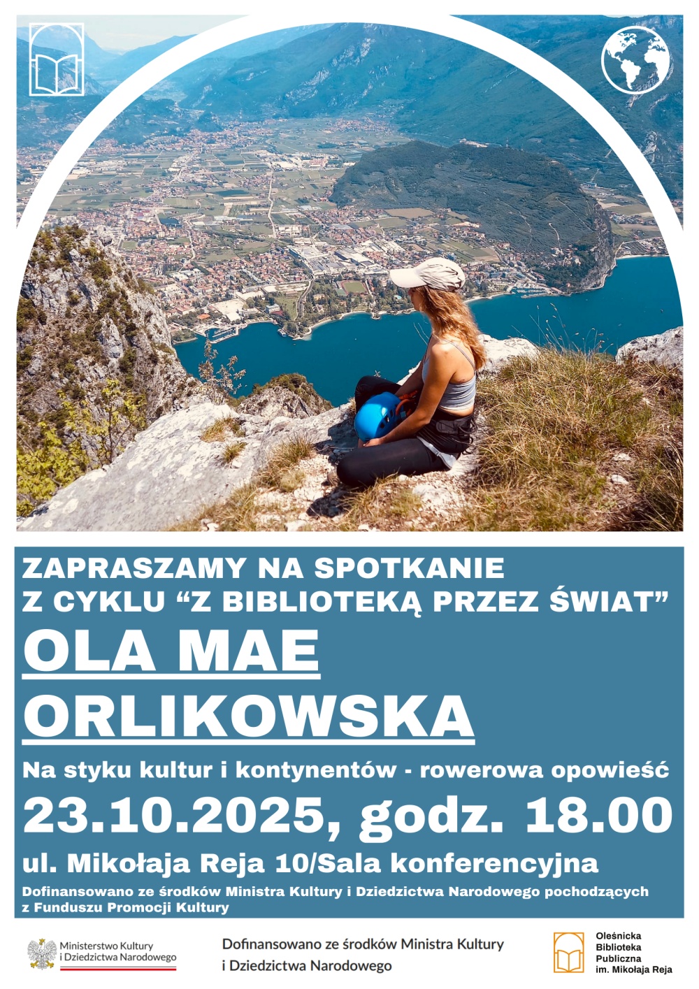 Plakat promujący spotkanie autorskie z Olą Orlikowską