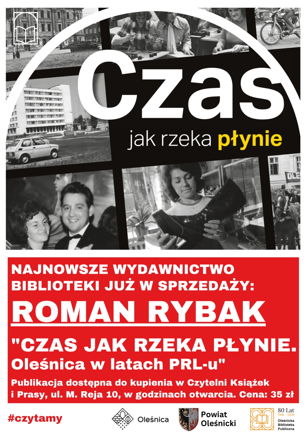 Plakat promujący nową książkę wydaną przez bibliotekę. Informacje z plakatu znajdują się w tekście artykułu.