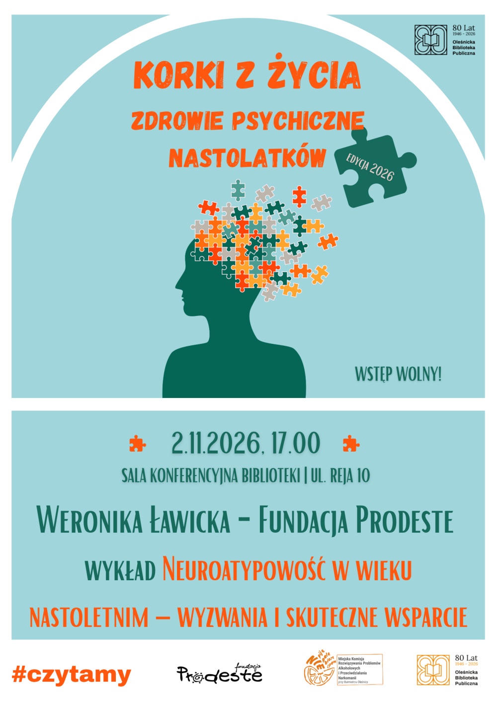 Plakat promujący spotkanie w ramach Korków z życia o neuroatypowości wśród nastolatków. Informacje z plakatu znajdują się w tekście artykułu.