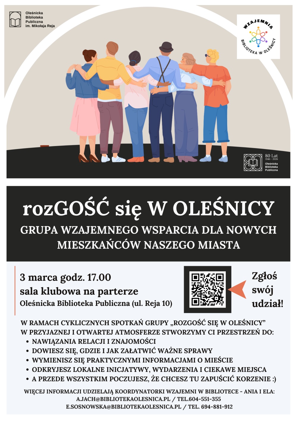 Plakat promujący akcję "Rozgość się w Oleśnicy"
