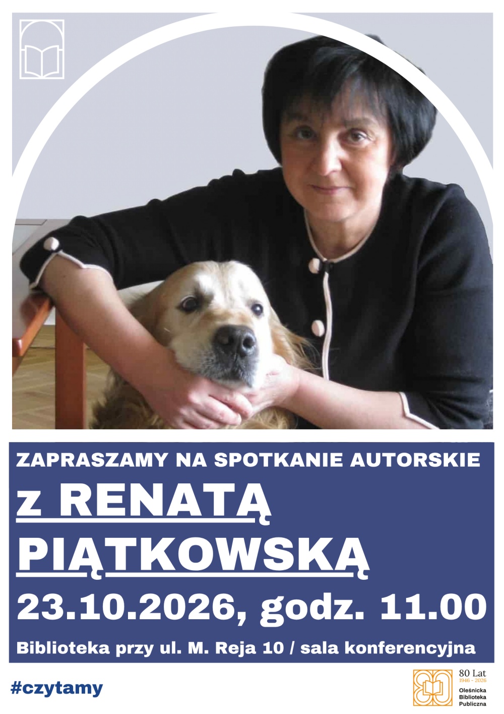 Plakat promujący spotkanie autorskie dla dzieci z Renatą Piątkowską. Informacje z plakatu znajdują się w tekście artykułu.