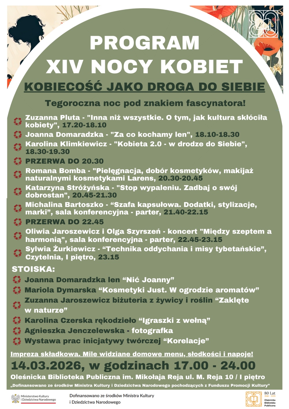 Harmonogram Nocy Kobiet 2026. Informacje z plakatu znajdują się w tekście artykułu. Harmonogram Nocy Kobiet 2026. Informacje z plakatu znajdują się w tekście artykułu.